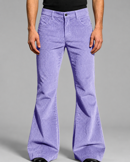 Men's Purple Corduroy Flare Pants – High-Waisted with Tailored Fit