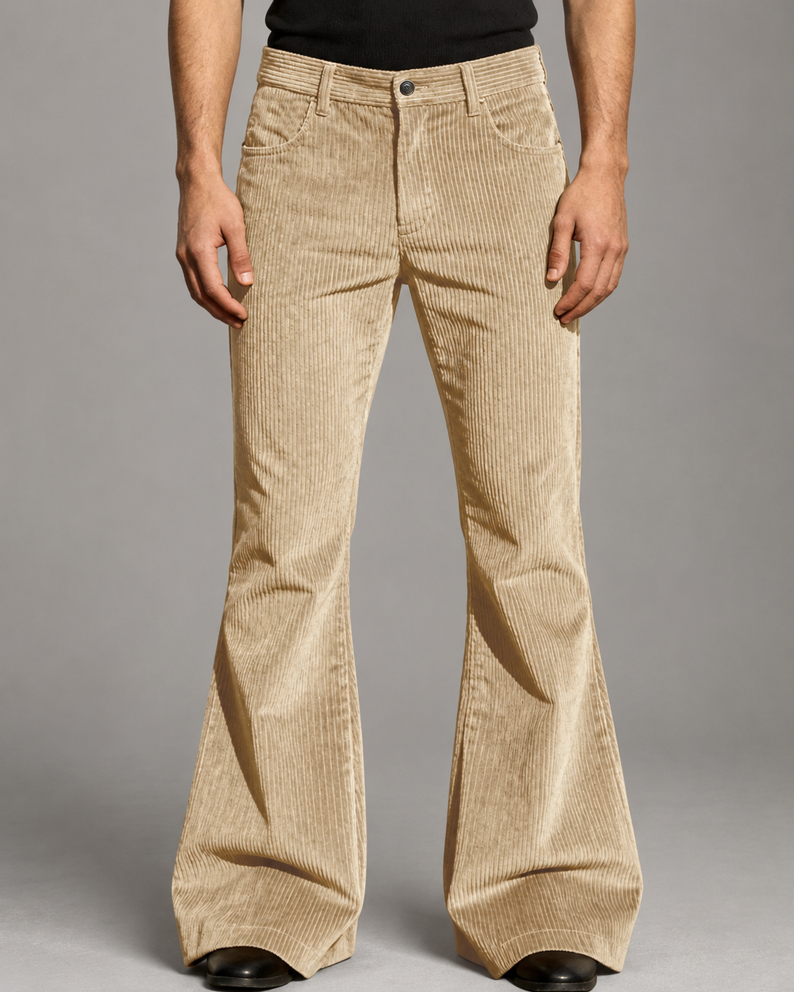 Men's Purple Corduroy Flare Pants – High-Waisted with Tailored Fit