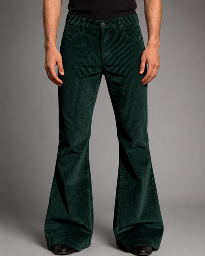 Men's Purple Corduroy Flare Pants – High-Waisted with Tailored Fit