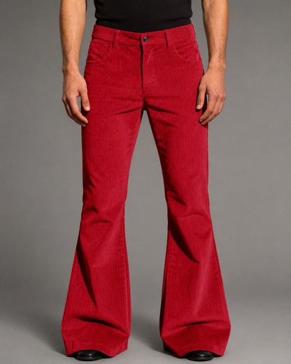 Men's Purple Corduroy Flare Pants – High-Waisted with Tailored Fit