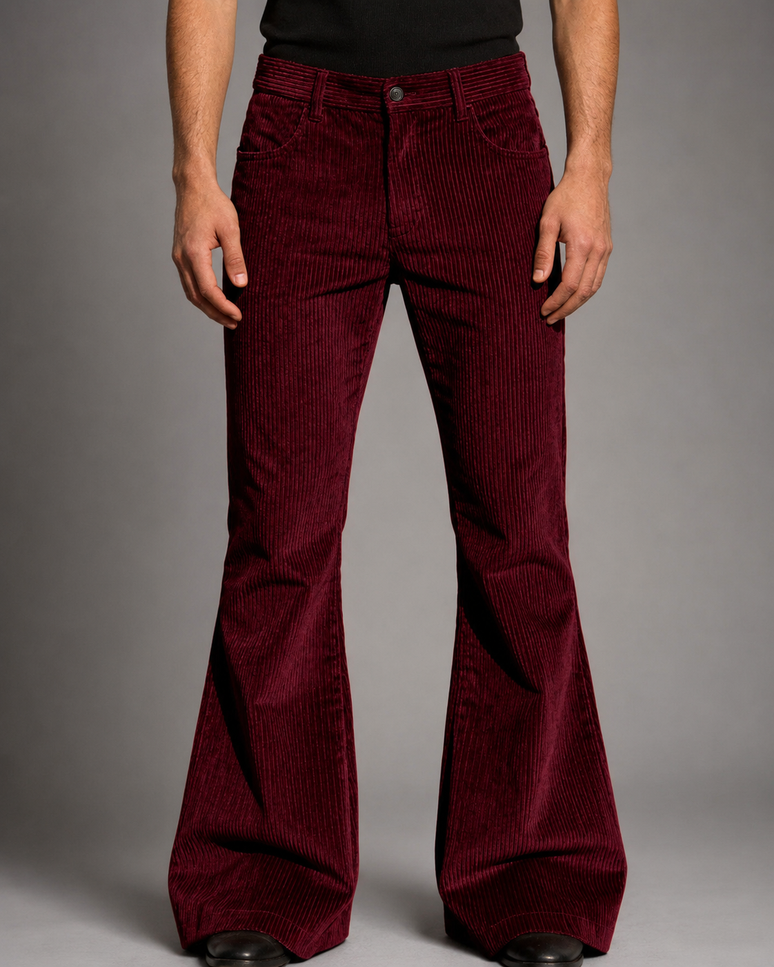 Men's Purple Corduroy Flare Pants – High-Waisted with Tailored Fit