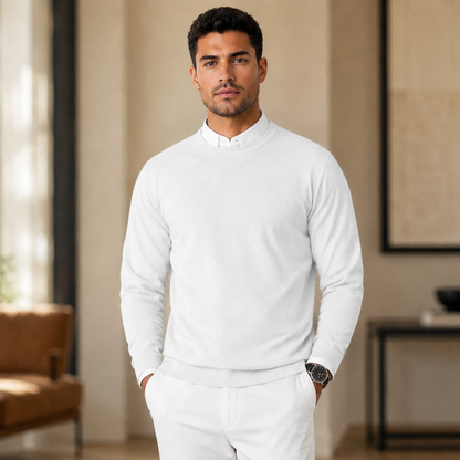 Men's Lightweight Knitted Sweater – Round Neck with Long Sleeves