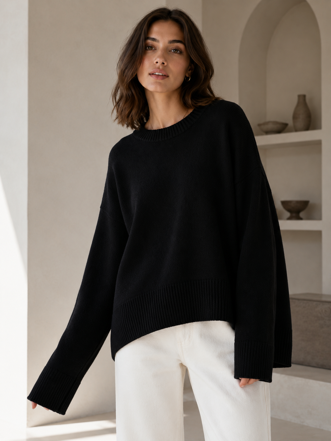 Women’s Oversized Knit Sweater – Relaxed Fit