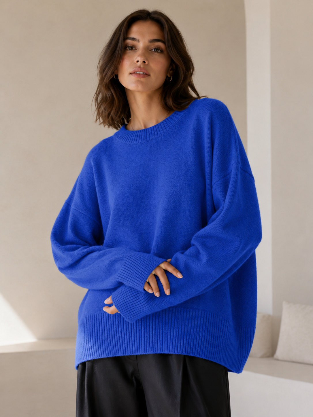 Women’s Oversized Knit Sweater – Relaxed Fit