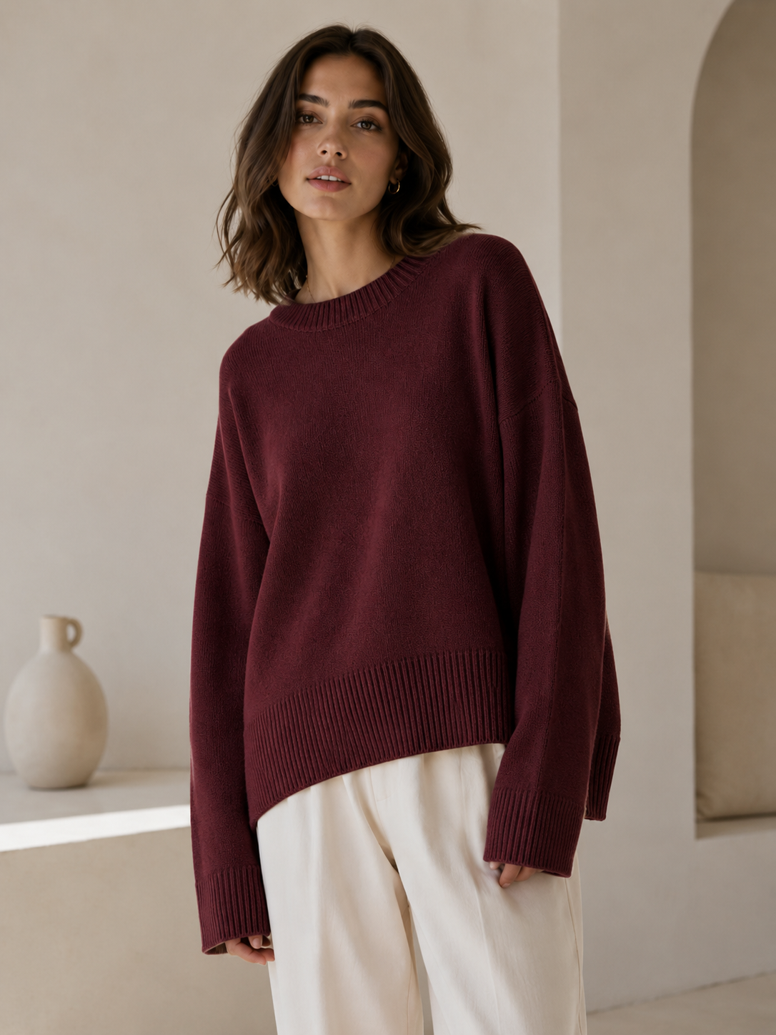 Women’s Oversized Knit Sweater – Relaxed Fit