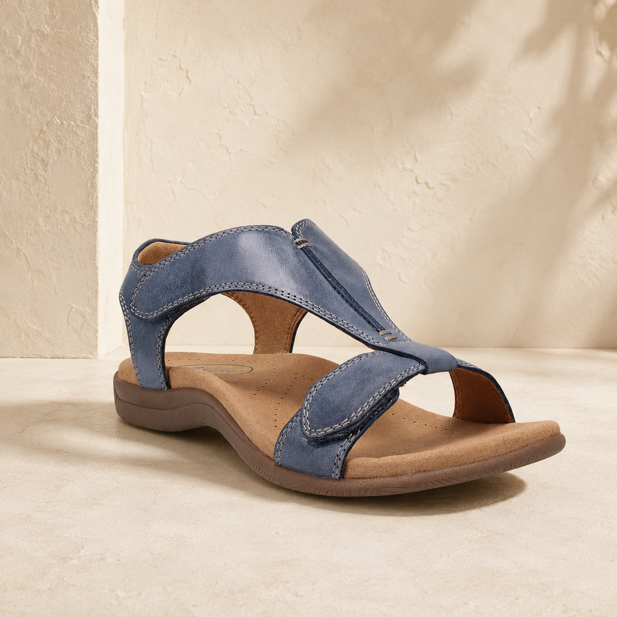 Women’s Microfiber Orthopedic T-Strap Sandals – Adjustable Hook-and-Loop Straps