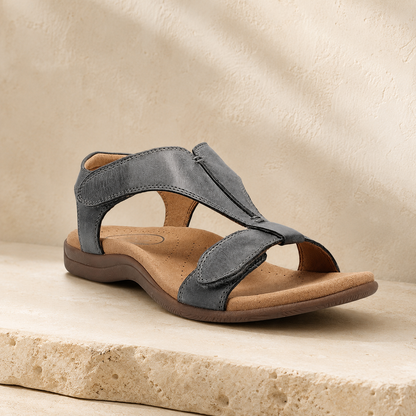 Women’s Microfiber Orthopedic T-Strap Sandals – Adjustable Hook-and-Loop Straps