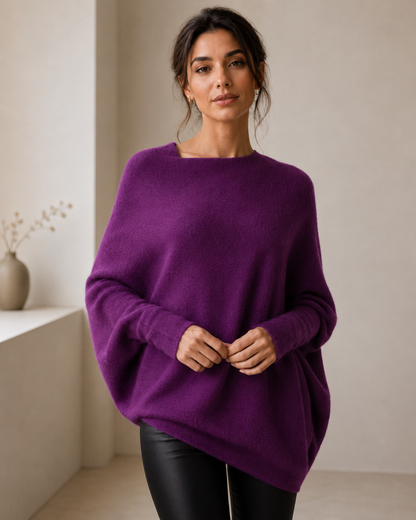 Women's Lightweight Off Shoulder Sweater – Asymmetrical Neckline