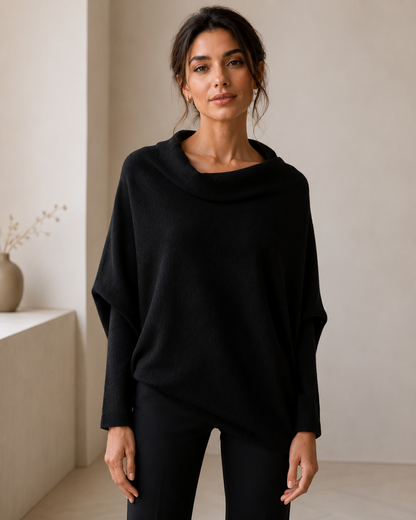 Women's Lightweight Off Shoulder Sweater – Asymmetrical Neckline