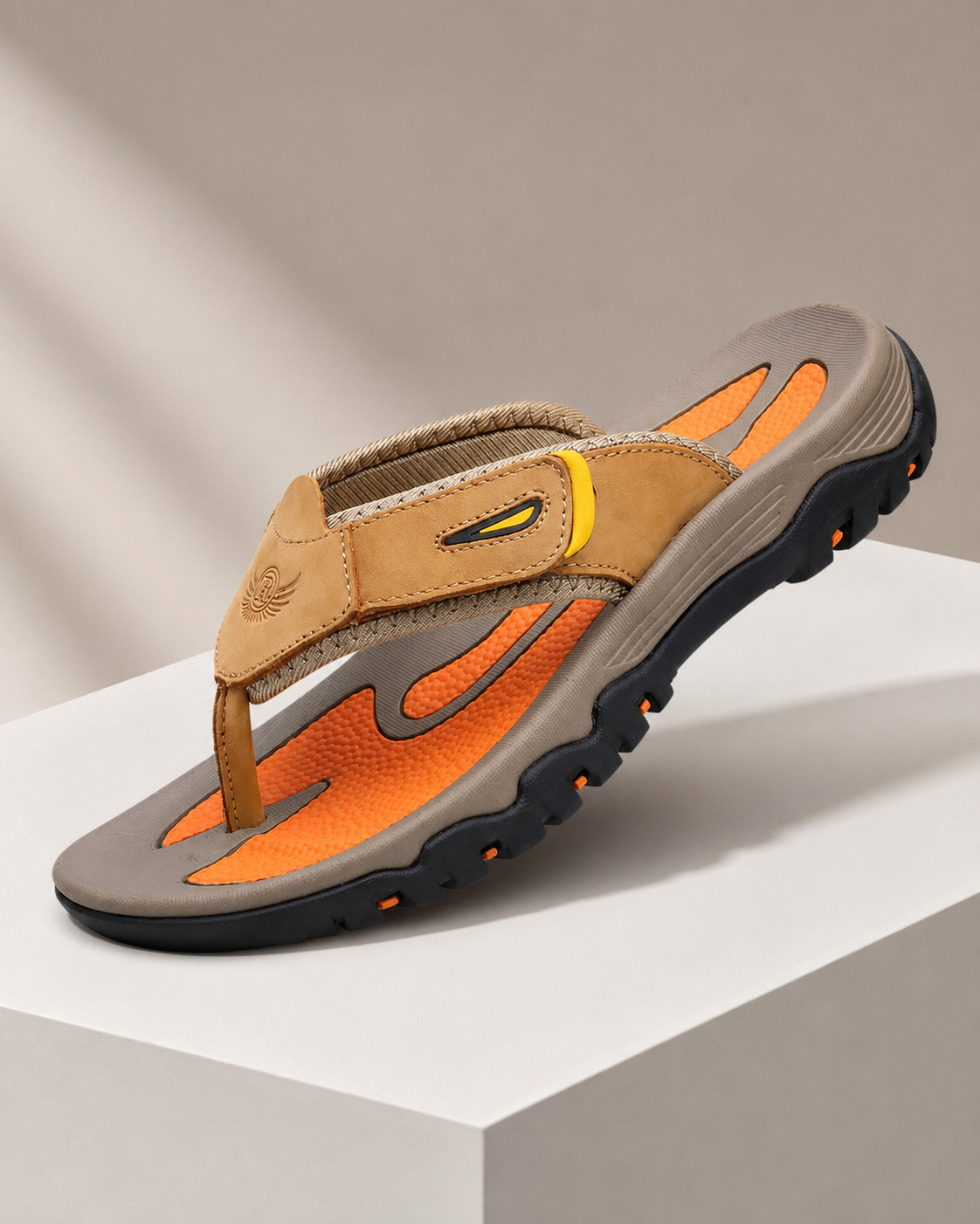 Men's Leather Sandals - Ergonomic Footbed and Secure Toe Post