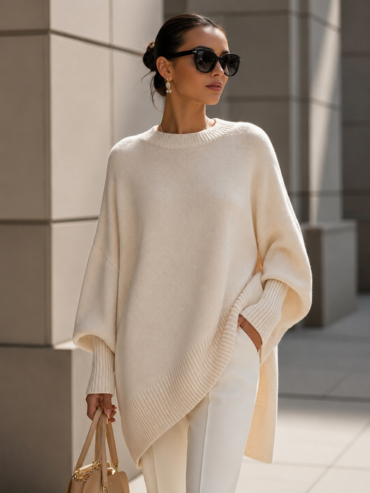 Women's Soft Wool Blend Oversized Sweater – Relaxed Fit with Drop Shoulders