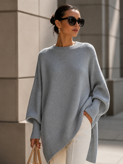 Women's Soft Wool Blend Oversized Sweater – Relaxed Fit with Drop Shoulders
