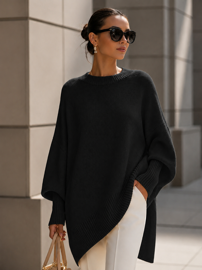 Women's Soft Wool Blend Oversized Sweater – Relaxed Fit with Drop Shoulders
