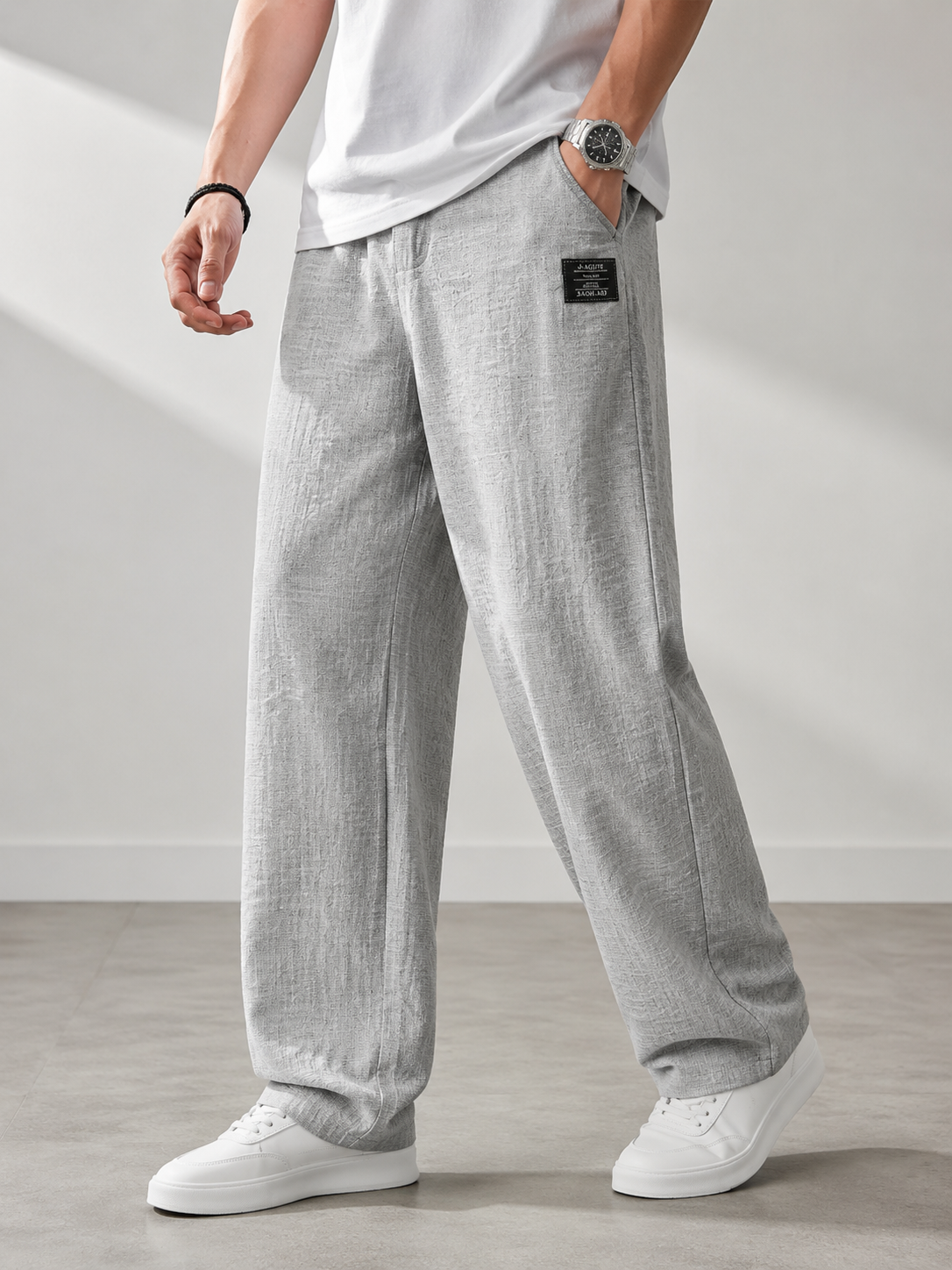 Women's Lightweight Polyester Trousers – Relaxed Wide-Leg Fit