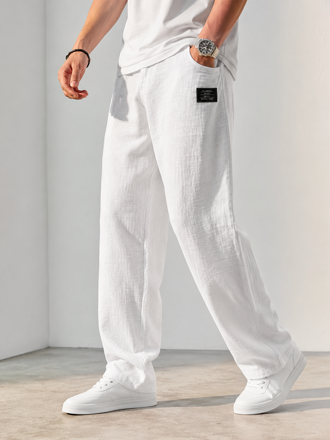 Women's Lightweight Polyester Trousers – Relaxed Wide-Leg Fit