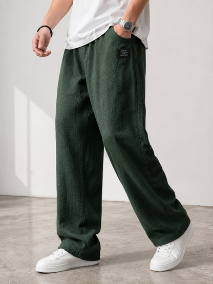 Women's Lightweight Polyester Trousers – Relaxed Wide-Leg Fit