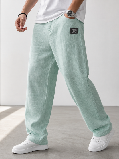 Women's Lightweight Polyester Trousers – Relaxed Wide-Leg Fit