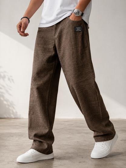 Women's Lightweight Polyester Trousers – Relaxed Wide-Leg Fit