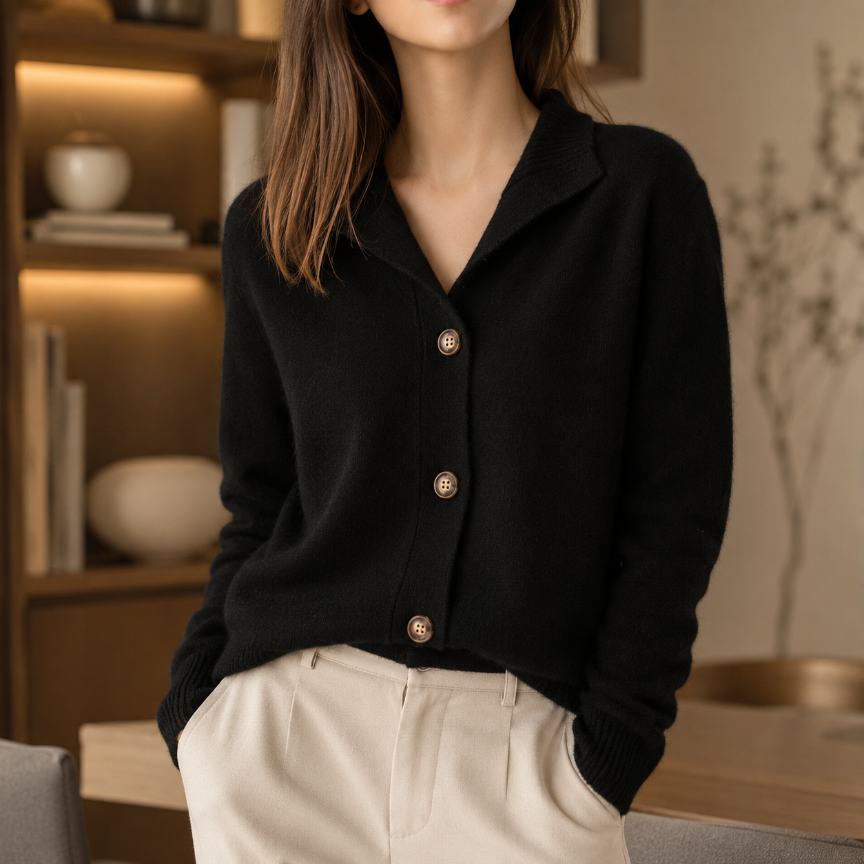 Women's Soft Polyester Blend Cardigan – Relaxed Flowing Fit