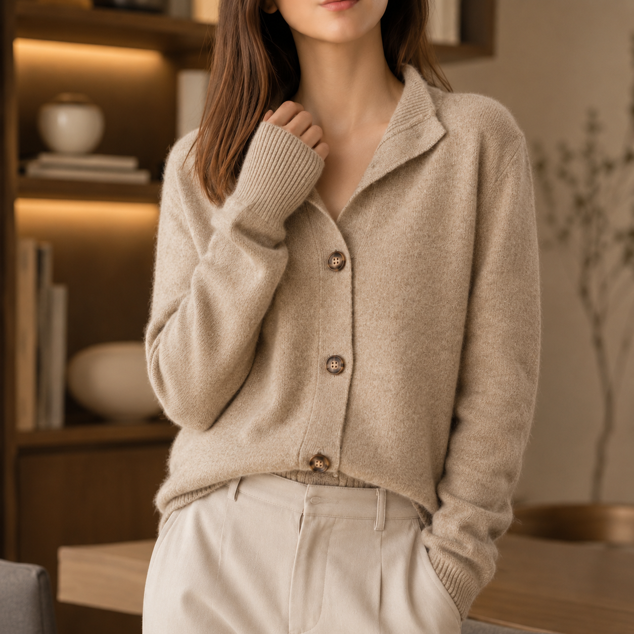 Women's Soft Polyester Blend Cardigan – Relaxed Flowing Fit