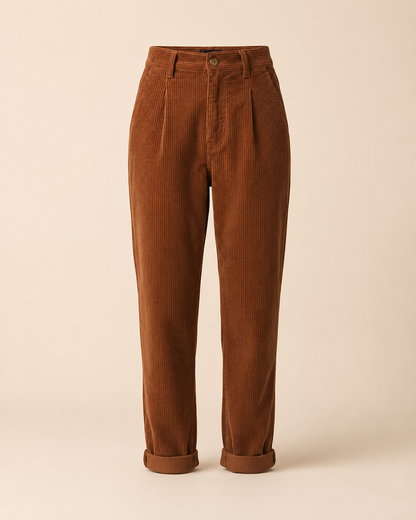 Women's Premium Corduroy Trousers – High Elastic Waistband