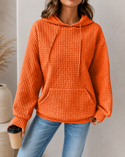Women's Cotton-Poly Waffle Knit Hoodie Sweater – Relaxed Fit