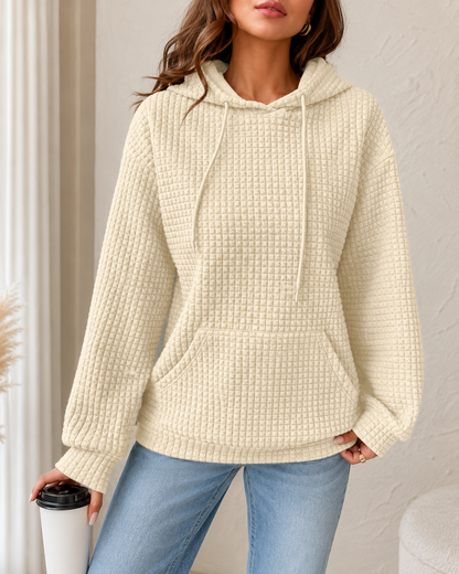 Women's Cotton-Poly Waffle Knit Hoodie Sweater – Relaxed Fit