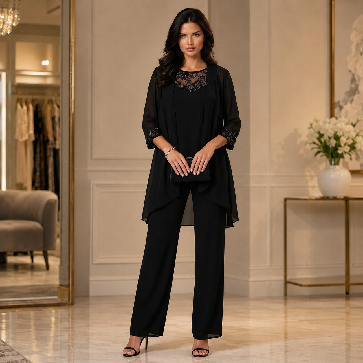 Women's Elegant Three-Piece Set – Refined Lace Details