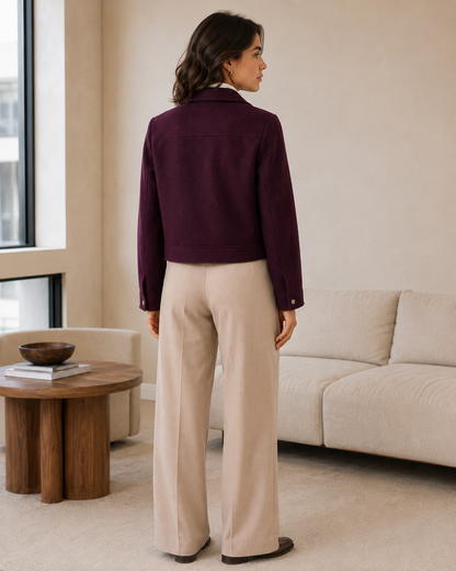 Women's Cropped Jacket – Clean Tailoring with Utility Detailing – Button-Front Closure