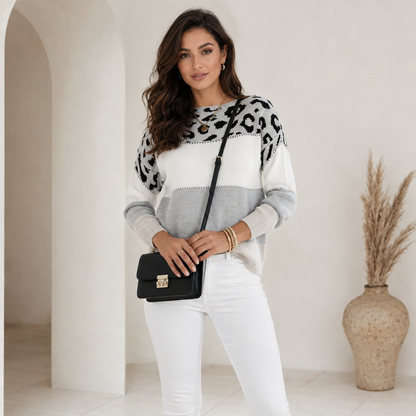 Women's Relaxed Fit Leopard Print Sweater – Soft Fabric