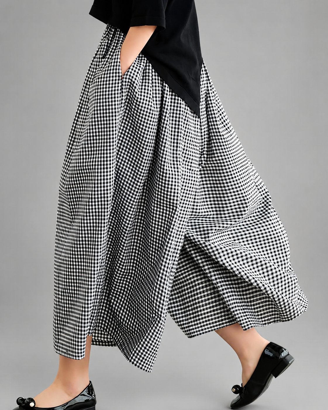 Women's High-Waisted Wide Leg Trousers – Thin Cotton Linen, Baggy Jogger Style