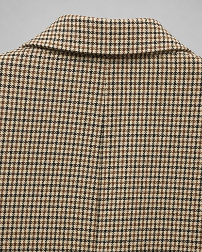 Women's Plaid Blazer Coat – Double Breasted with Flap Pockets