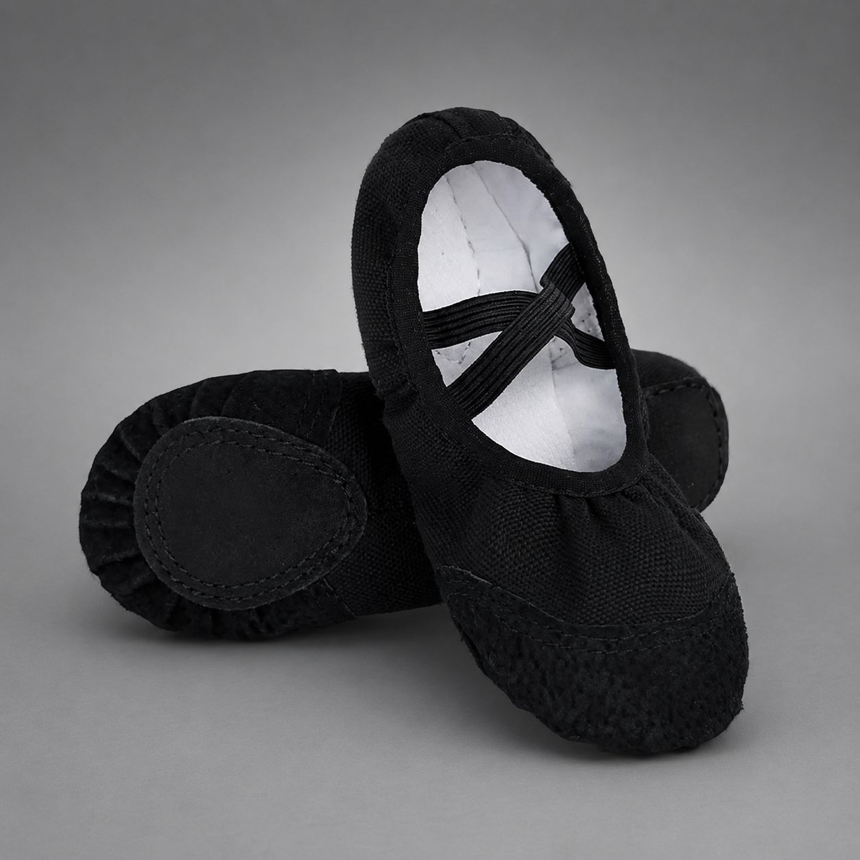 Girls' Canvas Ballet Shoes – Soft Sole for Dance and Training