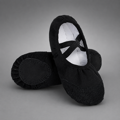 Girls' Canvas Ballet Shoes – Soft Sole for Dance and Training