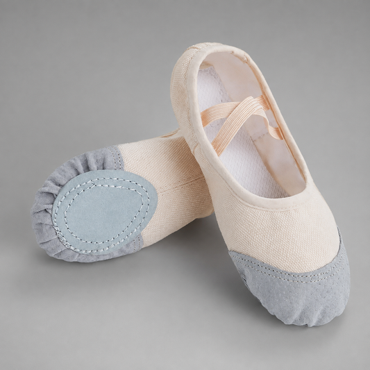 Girls' Canvas Ballet Shoes – Soft Sole for Dance and Training
