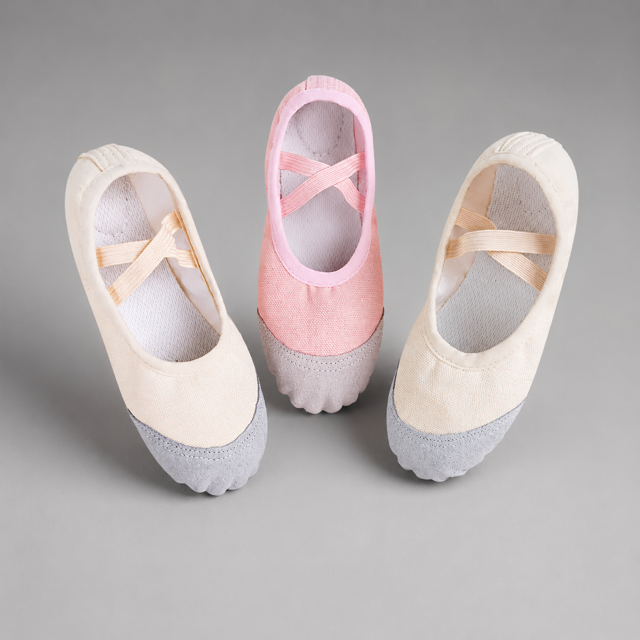 Girls' Canvas Ballet Shoes – Soft Sole for Dance and Training