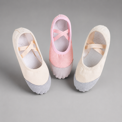 Girls' Canvas Ballet Shoes – Soft Sole for Dance and Training