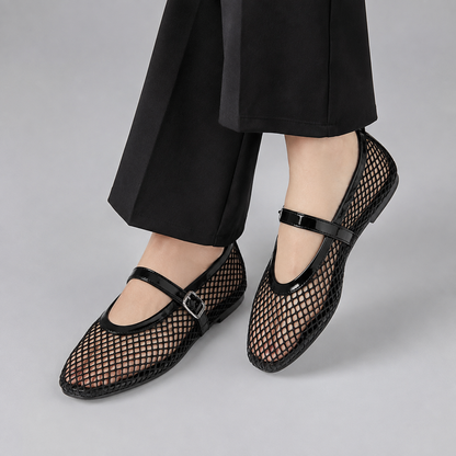 Women's Lightweight Mesh Ballet Flats – Round Toe Design