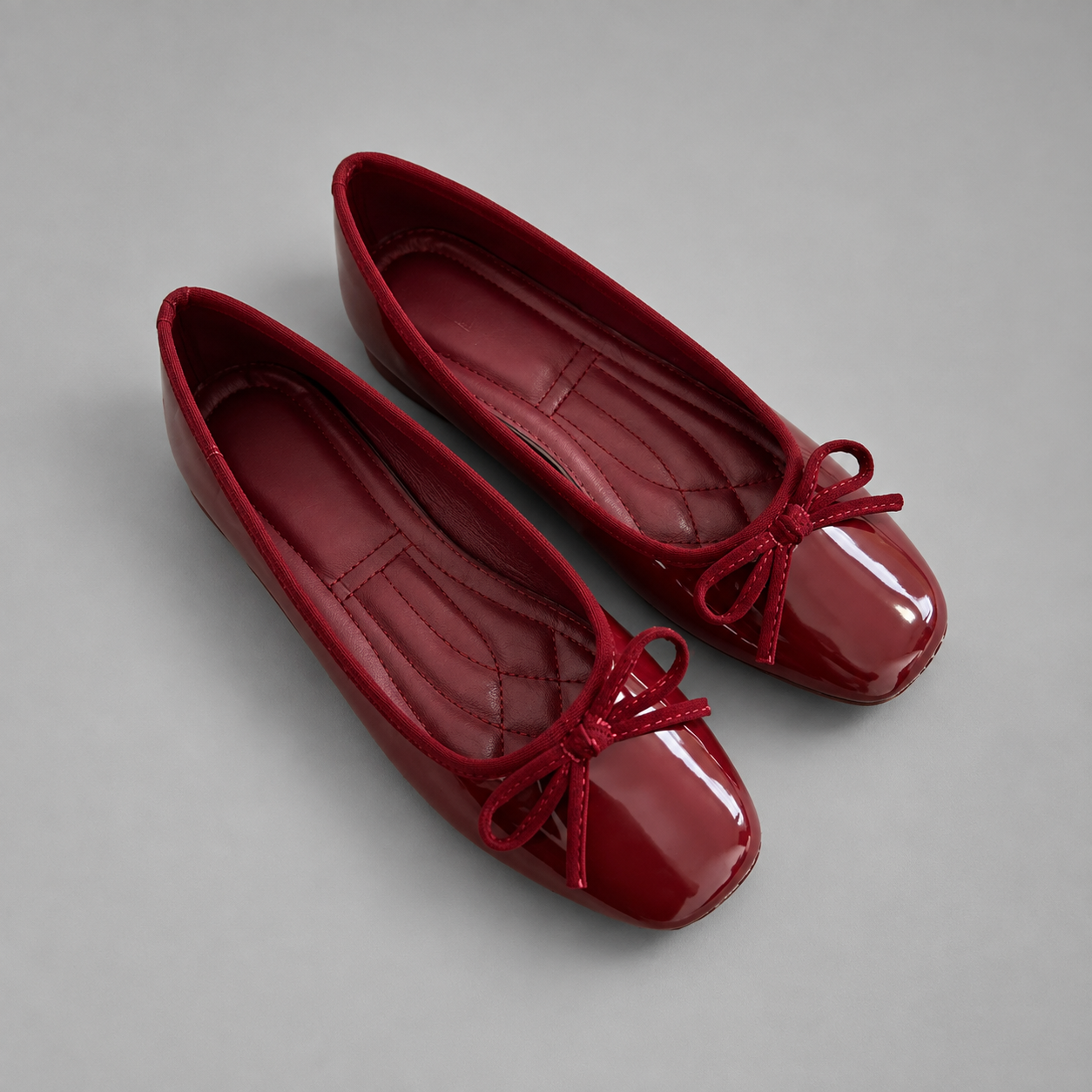 Women's Patent Leather Ballet Flats – Square Toe – Soft Sole – Slip-On