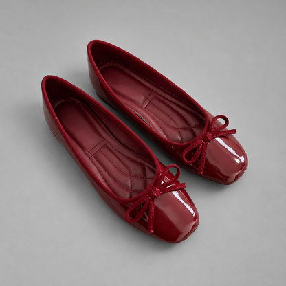 Women's Patent Leather Ballet Flats – Square Toe – Soft Sole – Slip-On