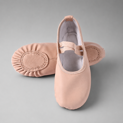 Girls' Leather Ballet Slippers – Soft Sole for Flexibility and Comfort