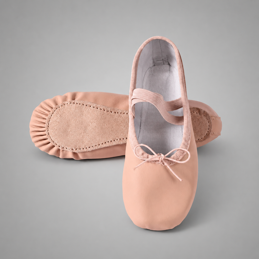 Girls' Leather Ballet Slippers – Soft Sole for Flexibility and Comfort