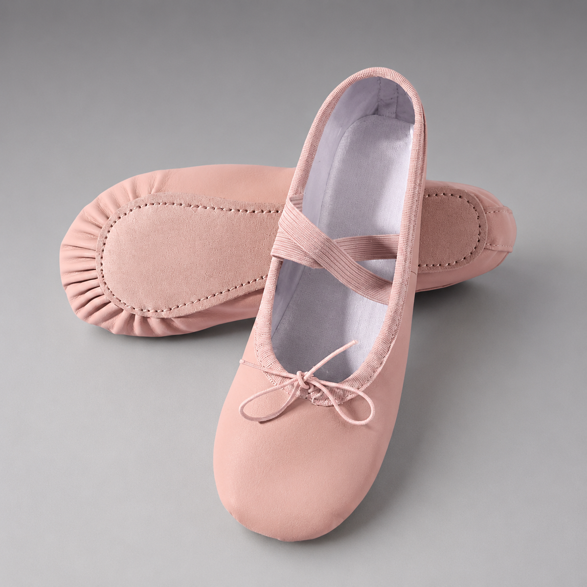 Girls' Leather Ballet Slippers – Soft Sole for Flexibility and Comfort