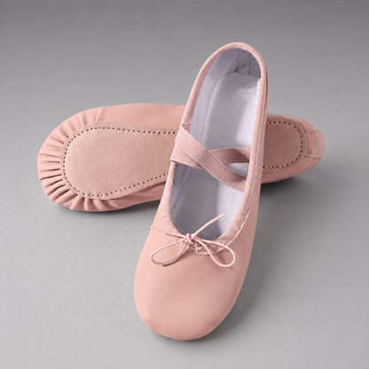 Girls' Leather Ballet Slippers – Soft Sole for Flexibility and Comfort