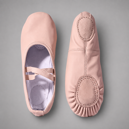 Girls' Leather Ballet Slippers – Soft Sole for Flexibility and Comfort