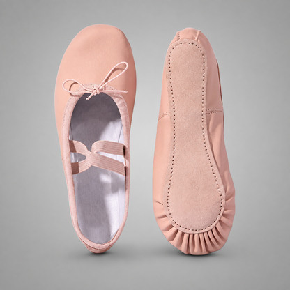 Girls' Leather Ballet Slippers – Soft Sole for Flexibility and Comfort