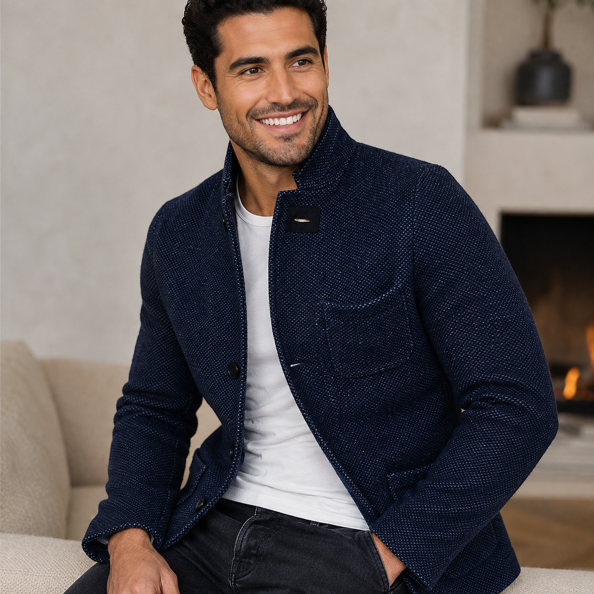 Men's Woolen Cardigan – Single-Breasted Design