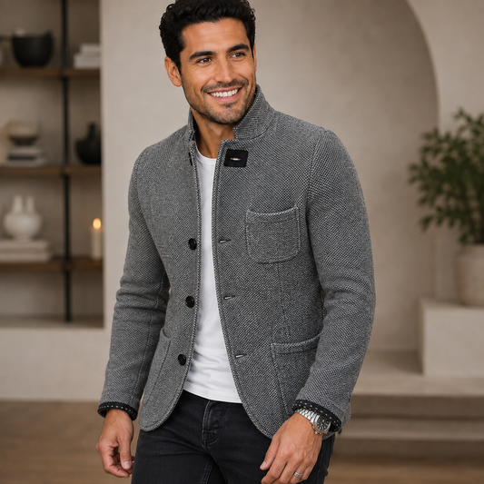 Men's Woolen Cardigan – Single-Breasted Design