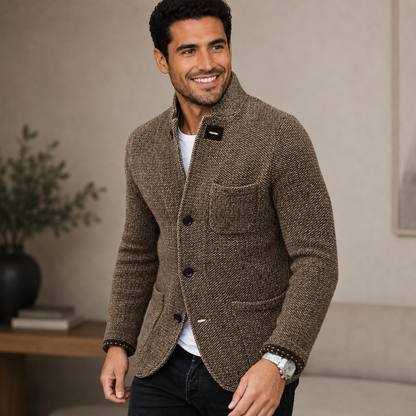 Men's Woolen Cardigan – Single-Breasted Design