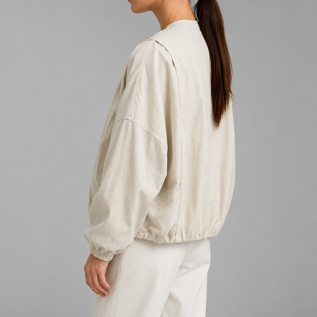 Women's Solid Color Spring Bomber Jacket – Loose Fit – Zipper Closure